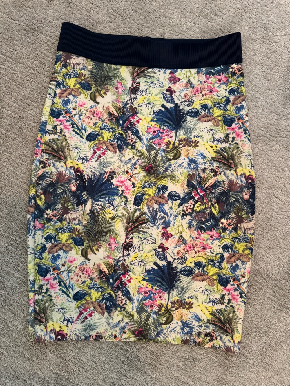 Floral Tropical Print Pencil Skirt in Multicolor (scuba material)